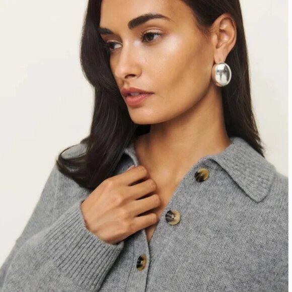 Reformation Brooklyn Cashmere Polo Sweater sz S - Picture 2 of 5